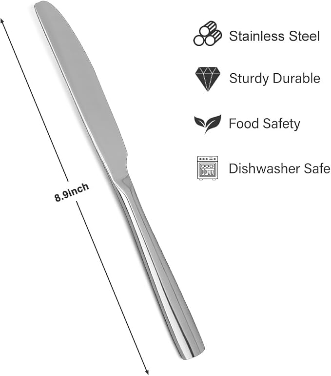 SANTUO Dinner Knives, 12 Piece Dinner knife Set, 18/10 Stainless Steel - Image 2