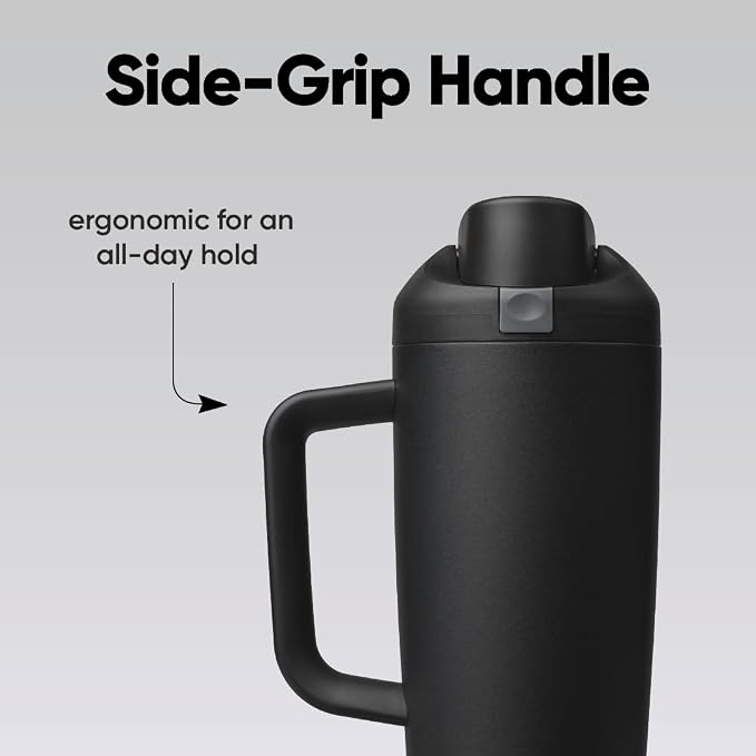 Owala FreeSip Tumbler Stainless Steel Water Bottle 30 oz Very, Very Dark | - Image 5