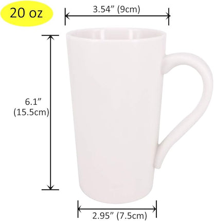 2 Pack 20 OZ Coffee Cup Simple Pure White Ceramic Cup | Plain Large Tall White - Image 2
