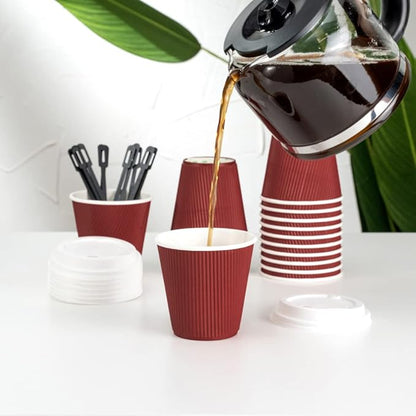 Restaurantware Ripple Wall Coffee Cups 500 Count 8 Ounce Insulated Crimson - Image 6