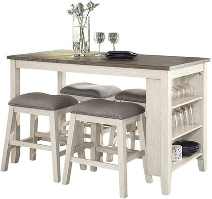 Lexicon Timbre 5-Piece 3-Shelf Wood Counter Height Dining Table Set for 4 in Antique White
