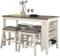 Lexicon Timbre 5-Piece 3-Shelf Wood Counter Height Dining Table Set for 4 in Antique White