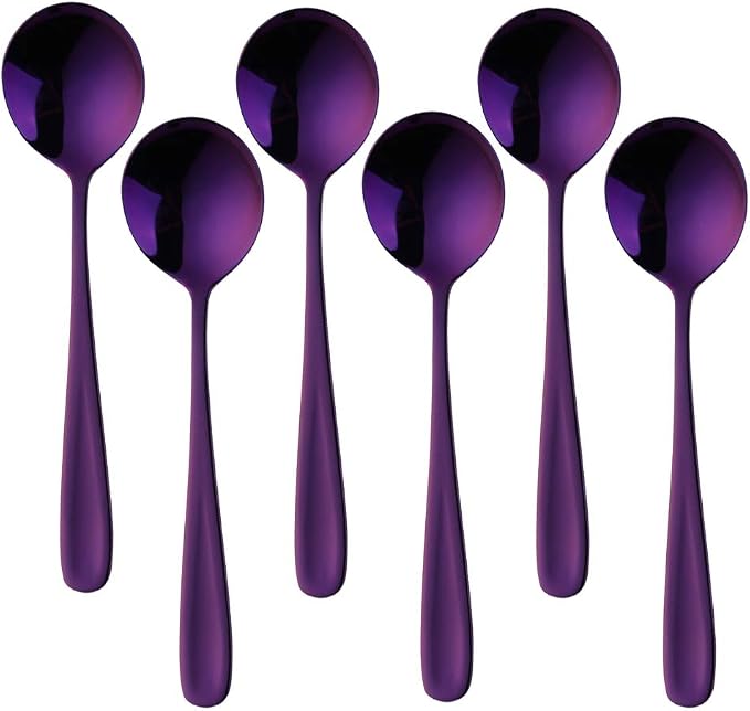 Buyer Star Bouillon Spoon Sets, 7-Inch Round Soup Spoons, Stainless Steel by BuyerStar