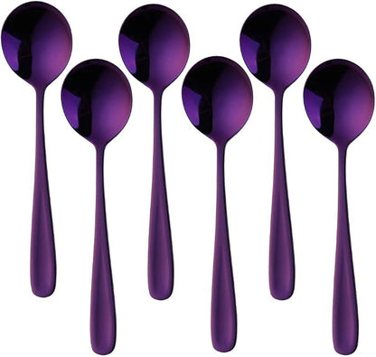 Buyer Star Bouillon Spoon Sets, 7-Inch Round Soup Spoons, Stainless Steel by BuyerStar