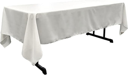 LA Linen Polyester Poplin Washable Rectangular Tablecloth, Stain and Wrinkle Resistant Table Cover 60x102, Fabric Table Cloth for Dinning, Kitchen, Party, Holiday 60 by 102-Inch, White