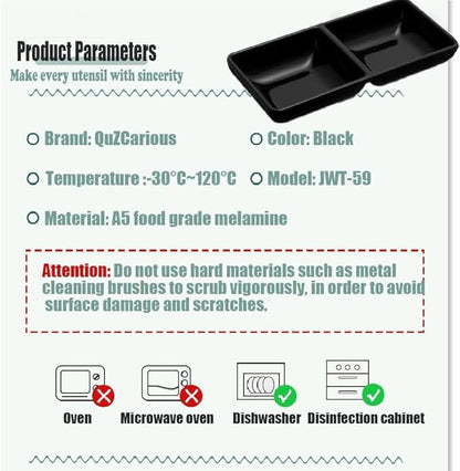 6 Pcs Dual Dipping Sauce Bowls Soy Sauce Dish Bowls Two Compartments Party Trays Divided Fondue Plates for Restaurant Kitchen Sushi Soy