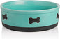 Sweejar Ceramic Dog Bowls with Bone Pattern, Dog Food Dish for Large Dogs, Porcelain Pet Bowl for Water 70 Fl Oz (Turquoise)