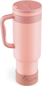 40 oz Insulated Tumbler with Handle and Push-Button Straw Lid, Stainless Steel by Coquella