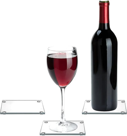 Set of 6 Square Glass Drink Coasters, 3.5"x3.5" Crystal Coasters - Image 4