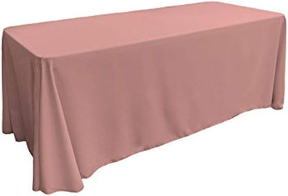 LA Linen Polyester Poplin Washable Rectangular Tablecloth, Stain and Wrinkle Resistant Table Cover 90x156, Fabric Table Cloth for Dinning, Kitchen, Party, Holiday 90 by 156-Inch, Dusty Rose