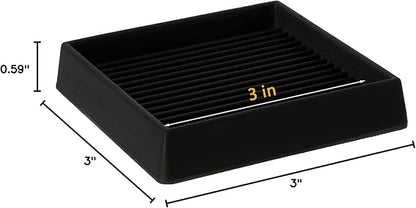 3X3 Rubber Caster Cups, Non Slip Furniture Pads, Anti-Slip Gripper, Anti Skid Furniture Feet, Anti Slide Floor Protector for Bed Couch Stoppers (8 Pack, Black)