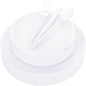EI 150pcs White Plastic Plates Disposable,White Plate for Party,Disposable Frosted Plate with White Plastic Silverware,Heavy Duty Dinnerware set serves for 30,Perfect for Birthday Wedding Tea Party.