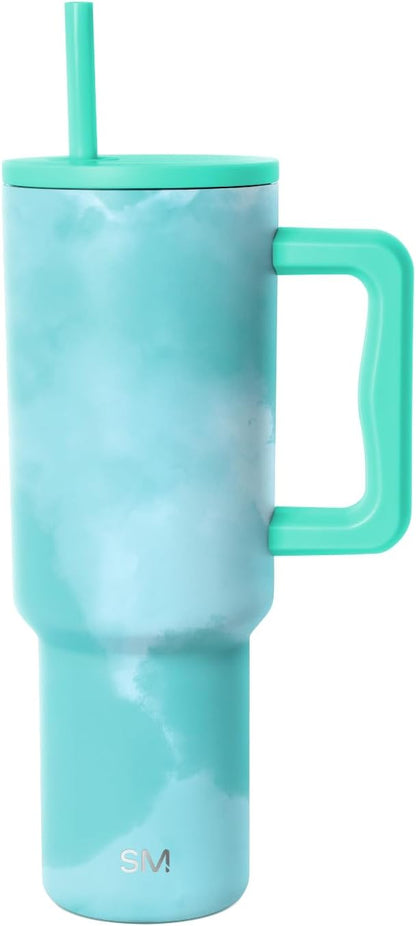 Simple Modern Tumbler with Handle and Straw | 40oz | Tie Dye | Trek Tumbler by Unknown
