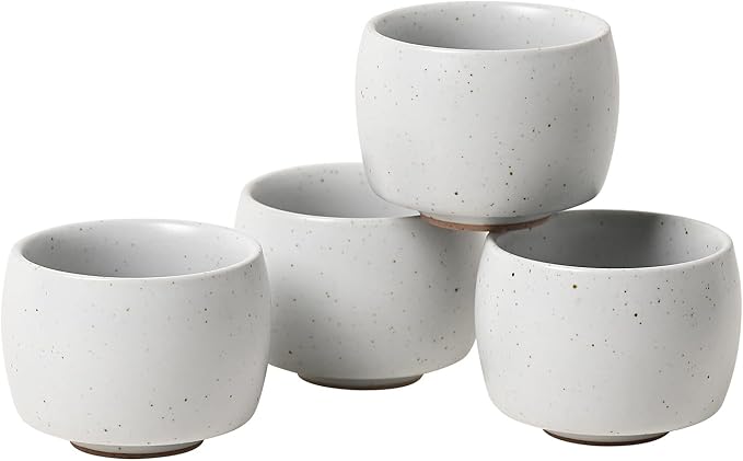 Rural Style Small Ceramic Espresso Cups Set of 4 Coffee Mugs 5oz White | Tea by NCQIXIAO