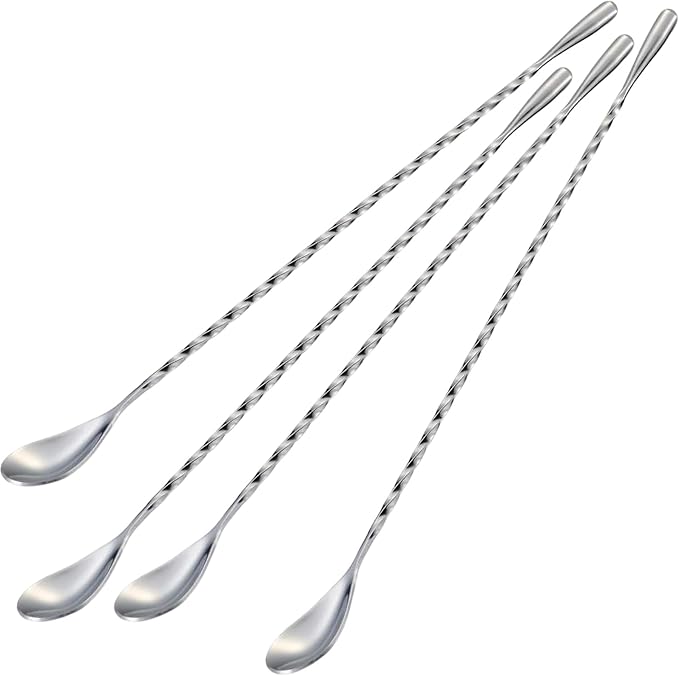 Bar Spoon Cocktail Mixing Stirrers, 12” Long Handle, Long Drink Spoons by Briout