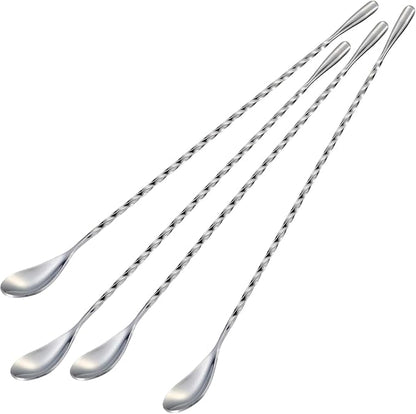 Bar Spoon Cocktail Mixing Stirrers, 12” Long Handle, Long Drink Spoons by Briout