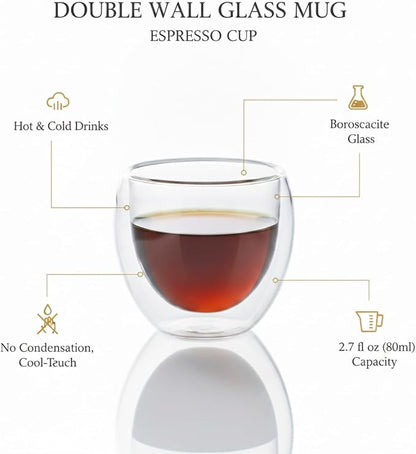 Handleless Double-Wall Silhouette, 2.7 oz Borosilicate Glass Espresso Cup - Image 5