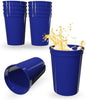 PartyPrints 10 Pack Small 10 to 12 oz Royal Blue Reusable Blank Plastic Cups by PartyPrints