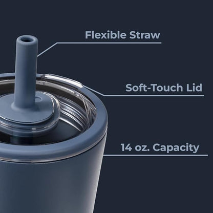 HydroJug Everyday Tumbler 14 oz – Ceramic-Lined Insulated Tumbler with Straw and Soft-Touch Lid, Cup Holder Friendly, Double-Wall Vacuum Insulation, Reusable Travel Cup – Cascade