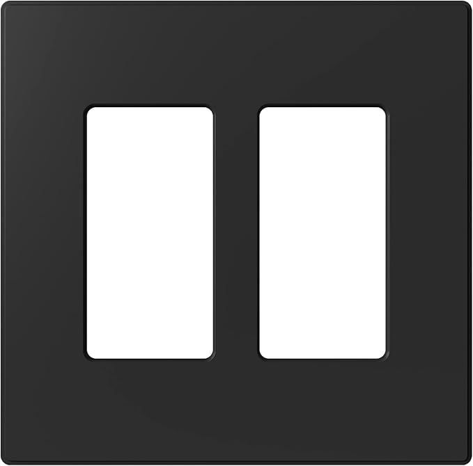 AIDA 2-Gang Decorative Wall Plates, 4.88" H x 4.94" L - Unbreakable Thermoplastic Faceplate Cover for Outlets and Switches, UL Listed - (1 Pack, Matte Black)