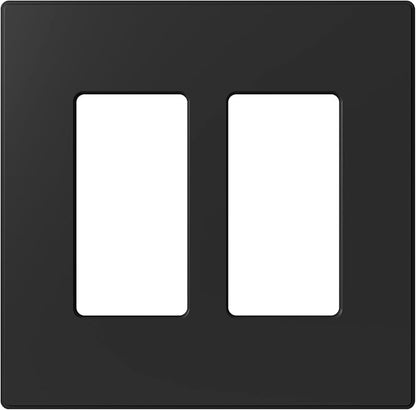 AIDA 2-Gang Decorative Wall Plates, 4.88" H x 4.94" L - Unbreakable Thermoplastic Faceplate Cover for Outlets and Switches, UL Listed - (1 Pack, Matte Black)