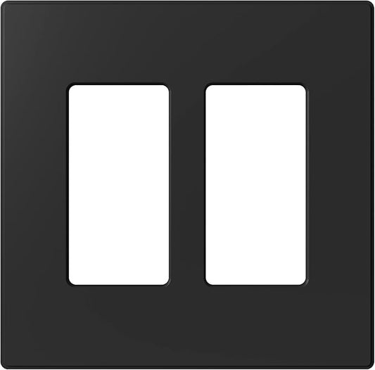 AIDA 2-Gang Decorative Wall Plates, 4.88" H x 4.94" L - Unbreakable Thermoplastic Faceplate Cover for Outlets and Switches, UL Listed - (1 Pack, Matte Black)