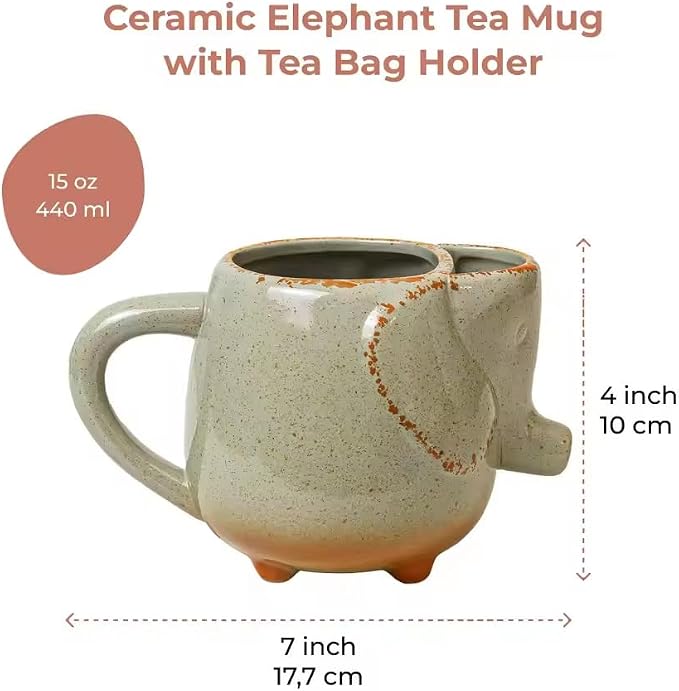 EatingBiting Elephants Cute Ceramic Mugs 15 oz Cup - Image 2