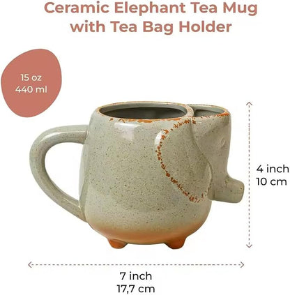 EatingBiting Elephants Cute Ceramic Mugs 15 oz Cup - Image 2