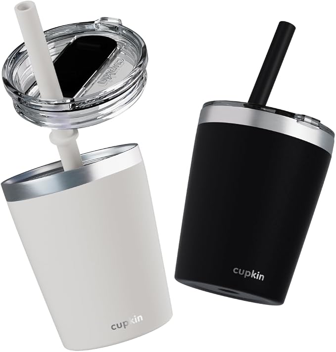 CUPKIN Trainer Sippy Cup, The Original 8 oz Stackable Stainless Steel Modern by CUPKIN