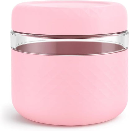 24 oz Glass Lunch Bowl Container with Lid | Leak & Spill Proof, BPA-Free, Microwave & Dishwasher Safe, Airtight Meal Prep & Food Storage Jar for Lunch, Salad, Soup, Overnight Oats, Stew, Yogurt