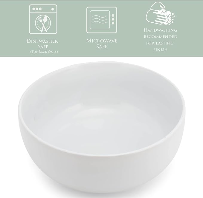 Elanze Designs Bistro Glossy Ceramic 8.5 inch Large Serving Bowls Set of 2 - Image 2