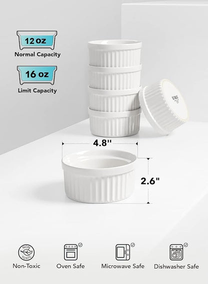 LE TAUCI Ramekins 16 OZ Oven Safe, Ceramic Souffle Dishes - Image 2