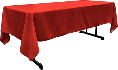LA Linen Polyester Poplin Washable Rectangular Tablecloth, Stain and Wrinkle Resistant Table Cover 60x108, Fabric Table Cloth for Dinning, Kitchen, Party, Holiday 60 by 108-Inch, Red