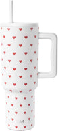 Simple Modern Tumbler with Handle and Straw | 40oz | Hearts | Trek Tumbler by Unknown