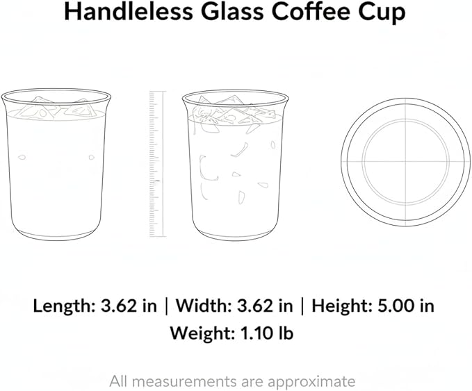 Coffee Lovers Handleless Glass Cup, Modern Minimalist Drinkware - Image 7