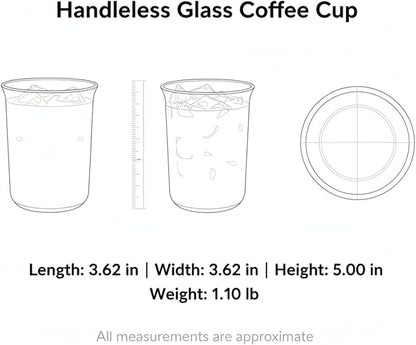 Coffee Lovers Handleless Glass Cup, Modern Minimalist Drinkware - Image 7