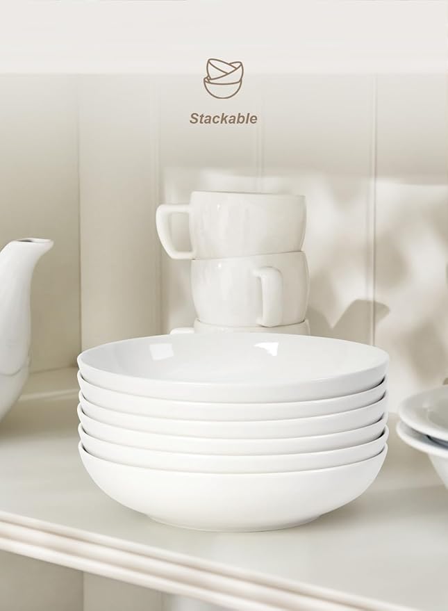 Quatish Pasta Bowls 30oz Set of 8, Salad Bowls Soup Bowl - Image 5