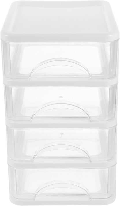 VILLCASE Type Tabletop Organizer with Transparent Dustproof Design White Storage Box for Stationery Cosmetics and Supplies Space-saving Desktop Storage for Office and Study Rooms