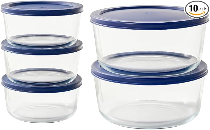 10-Piece Glass Food Storage Containers Set | 4-Cup & 6.5-Cup, Leakproof | by DuraLiving