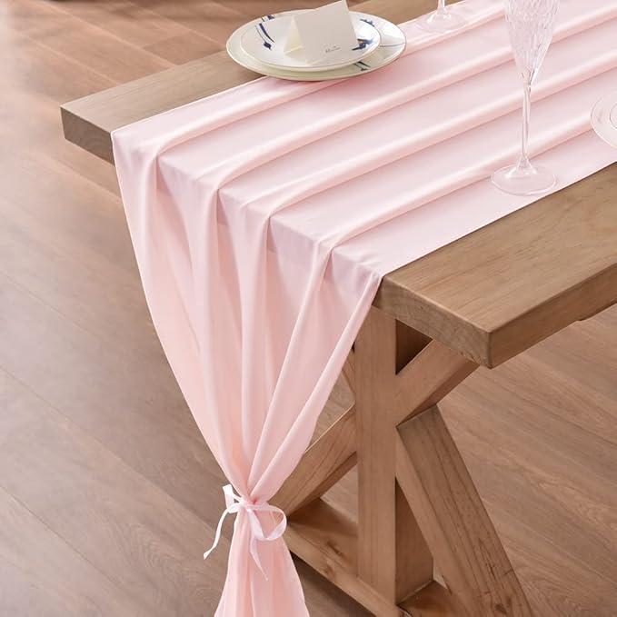 Pink Chiffon Table Runner Summer Boho Wedding Birthday Party Decor | 14ft - Image 5