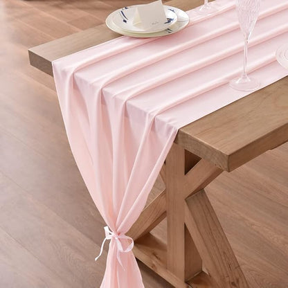 Pink Chiffon Table Runner Summer Boho Wedding Birthday Party Decor | 14ft - Image 5
