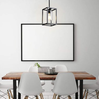 XILICON 1Light Foyer Chandelier Black Farmhouse Light Fixture Dining Room Lighting Fixtures Hanging Ceiling Lighting for Foyer Entryway with Glass Shade Adjustable