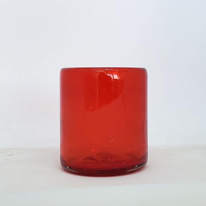 Solid Ruby Red 9 oz Short Tumblers, Recycled Glass, Toxin-Free - Image 3