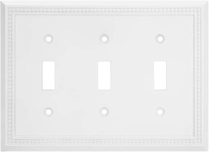 Henne Bery Sunken Pearls Heavy Duty Decorative Wall Plate Switch Plate Outlet Cover (Triple Toggle, White)