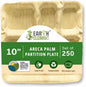 Areca Palm Leaf 10-Inch Square Compartment Plates (250 Count) – 100% Compostable, Biodegradable Like Bamboo Plates | Eco-Friendly Disposable Dinnerware | Microwave & Oven Safe