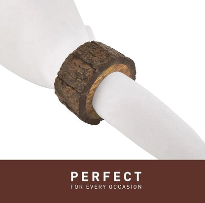 Jolitee's Handmade Rustic Wooden Napkin Rings Set of 4 | Elegant, Lightweight - Image 4