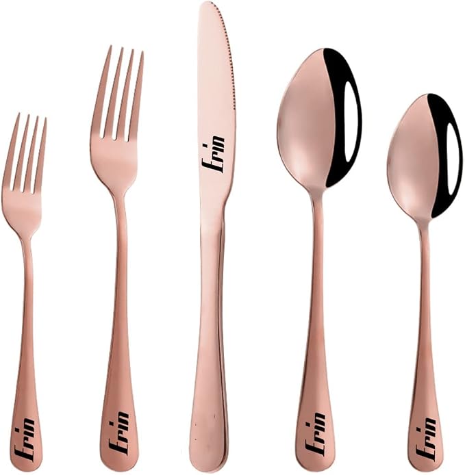 Stainless Steel Customized Flatware Set, Engraving Name Knife Forks Spoon by Unknown