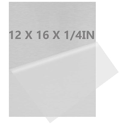 6061 T651 Aluminum Sheet Metal 12 x 16 x 1/4 (6MM) Inch Thick Flat Plain Aluminum Plate Covered with Protective Film, Heat Treatable Rectangle 6MM Aluminum Metal Plate for Industrial