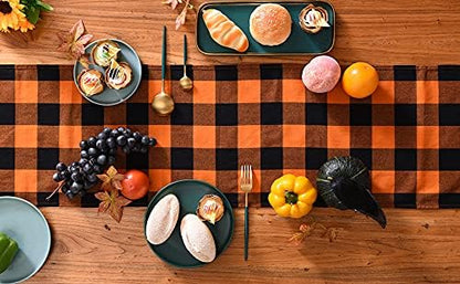Tosewever Halloween Buffalo Check Plaid Table Runner, Cotton Polyester Blend - Image 8