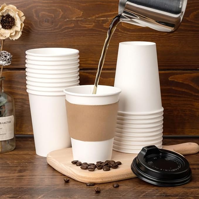 RACETOP 12 oz 100 Pack Disposable Paper Coffee Cups - Image 4